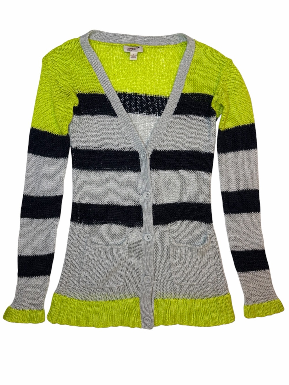 💛 Arizona Jeans Neon Stripe Button Front Cardigan 💛